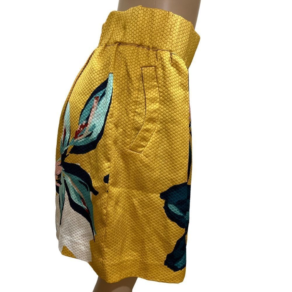 Anthropologie Maeve Yellow Gold Floral Bird Print Skirt - Picture 7 of 11